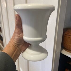 Chic White Milk Glasd Pedestal Vase Urn